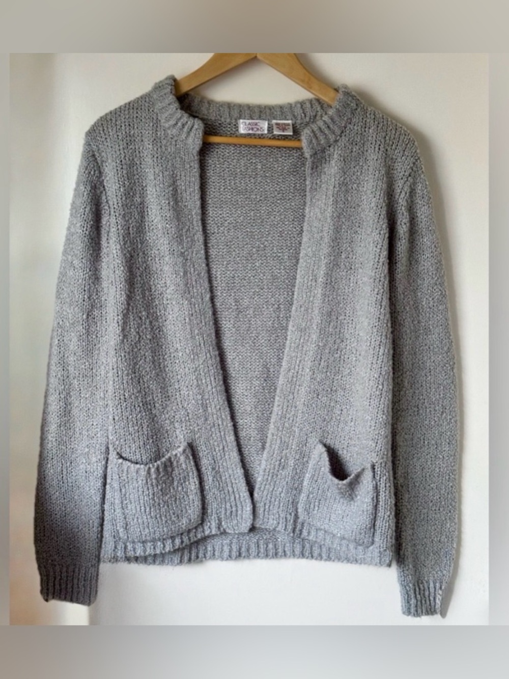 Vintage Gray Open Front Cardigan Small